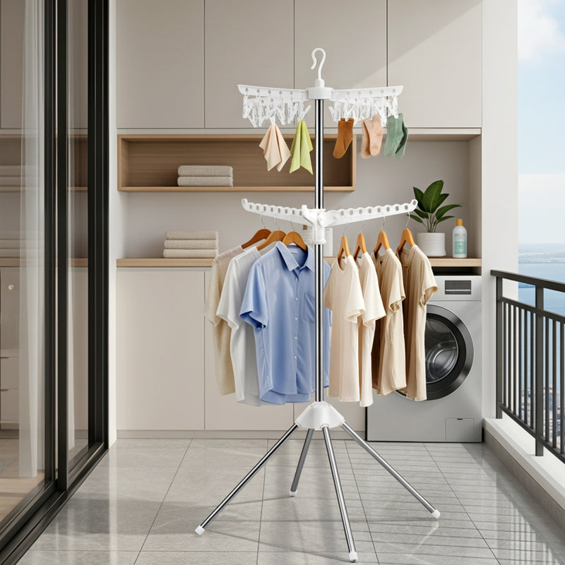 Artiss Clothes Rack 2 Tier Rotatable Foldable Airer Hanger