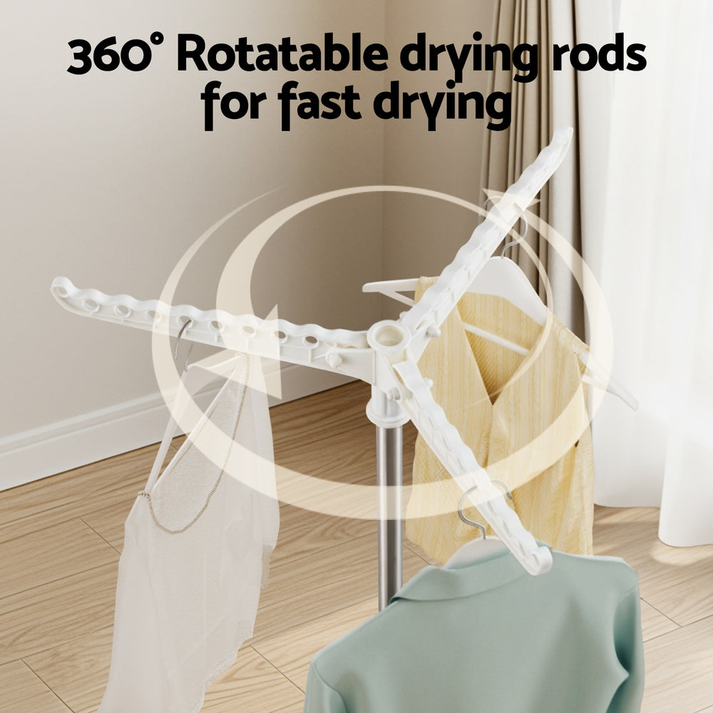 Artiss Clothes Rack Airer 2 Tier Rotatable Hanger Foldable