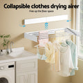 Artiss Clothes Rack Wall Mounted Airer Foldable Hidden Space 5 Rods White