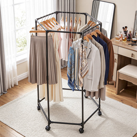 Artiss Clothes Rack 6 Rods with Wheels Coat Stand Airer