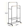 Artiss Double Rod Clothes Rack Airer with Storage Shelf