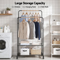Artiss Double Rod Clothes Rack Airer with Storage Shelf