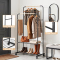Artiss Double Rod Clothes Rack Airer with Storage Shelf