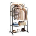 Artiss Double Rod Clothes Rack Airer with Storage Shelf