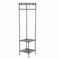 Artiss Coat Rack 181cm Freestanding Corner Hall Tree Garment Organiser Storage Shelf 8 Hooks Black