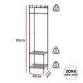 Artiss Coat Rack 181cm Freestanding Corner Hall Tree Garment Organiser Storage Shelf 8 Hooks Black