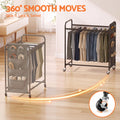 Artiss Pants Trolley Mobile Clothes Rack Clothing Stand with 30 Hangers Wheels Storage Organizer Bag