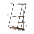 Artiss 4-Tier Clothes Rack Airer Walnut Wardrobe Organiser