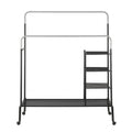 Artiss Double Rod Clothes Rack Coat Stand Hanger Storage Shelf 80cm