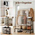 Artiss Double Rod Clothes Rack Coat Stand Hanger Storage Shelf 80cm