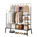 Artiss Double Rod Clothes Rack Coat Stand Hanger Storage Shelf 80cm