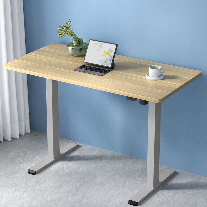 Artiss 120cm Motorised Standing Desk White Oak