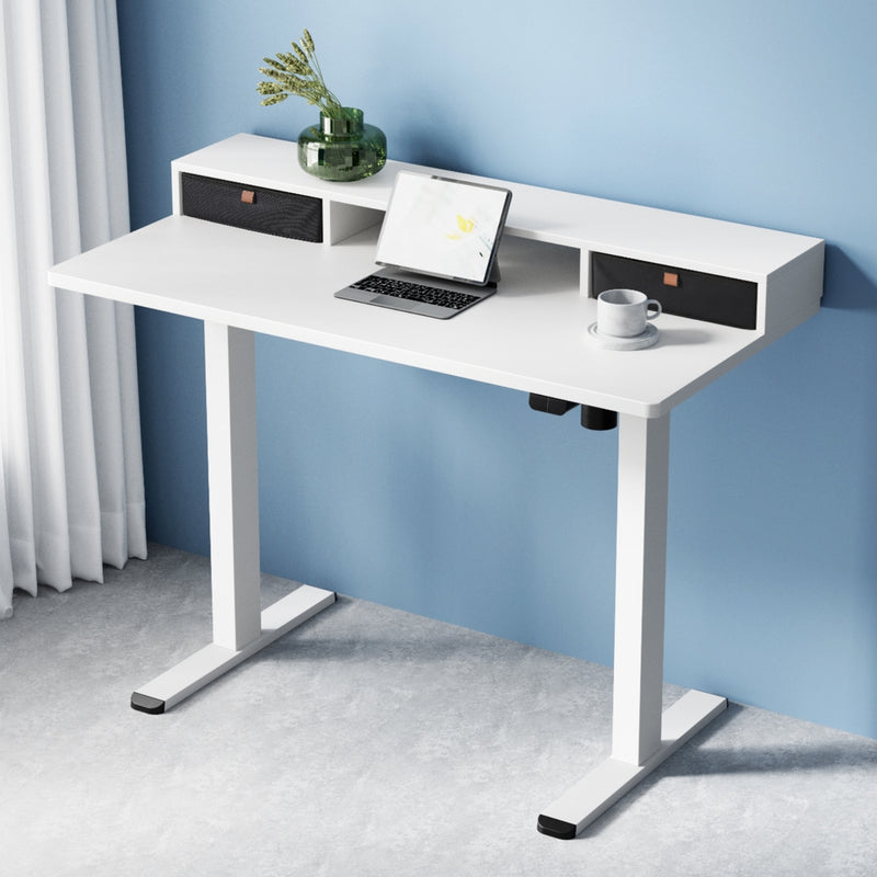 Artiss 120cm Electric Standing Desk w Storage Shelf Drawer