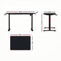 Artiss Electric Gaming Desk RGB Sit Stand Height Adjustable Black