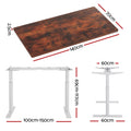 Artiss 140CM Electric Standing Desk Dual Motor Rustic Brown