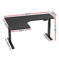 Artiss L-Shape Motorised Standing Desk 160CM Black