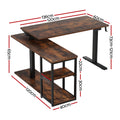 Artiss 120CM L Shaped Electric Standing Desk Motorised Rustic