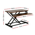 Artiss Standing Desk Riser 80cm Height Adjustable Rustic Brown