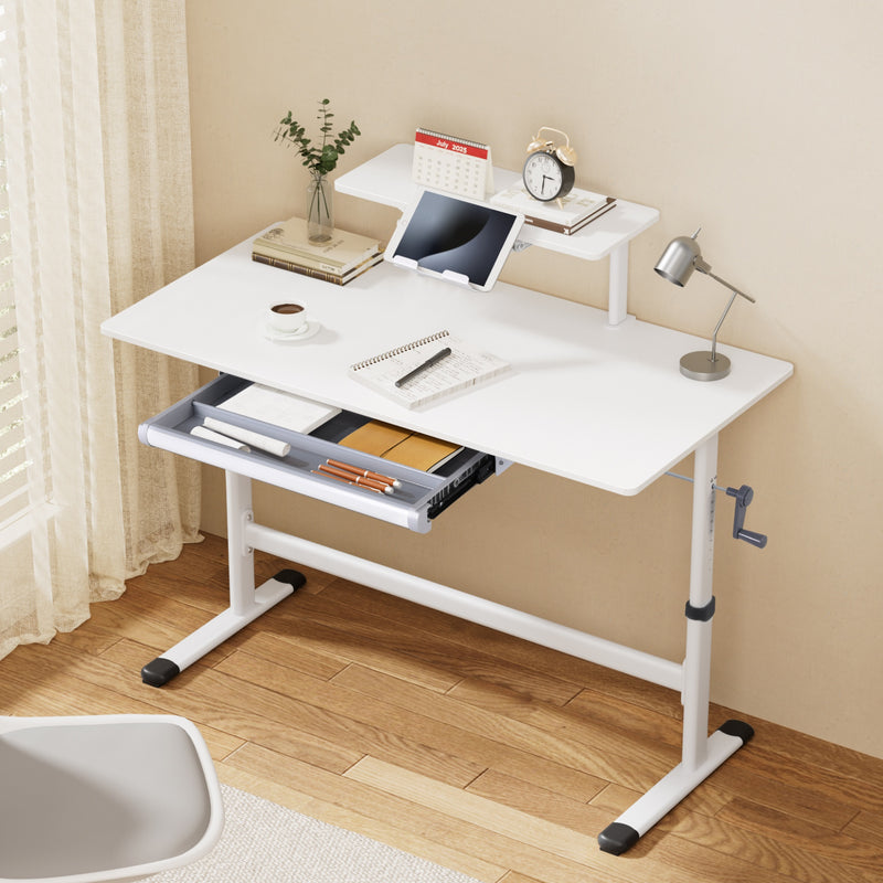 Artiss 120cm Height Adjustable Standing Desk White Computer Workstation