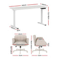 Artiss Criss Cross Chair with Wheels & Adjustable Armrests and Electric Standing Desk 140cm with Memory Presets, Ergonomic Cross Legged Chair and Office Desk Set