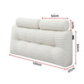 Giselle wedge pillow headboard with non-flattening shredded foam core, perfect for dorm reading or sofa lap desk, 330g corduroy cover, side pockets, Double