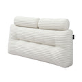 Giselle wedge pillow headboard with non-flattening shredded foam core, perfect for dorm reading or sofa lap desk, 330g corduroy cover, side pockets, Double