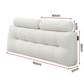 Giselle wedge pillow headboard with non-flattening shredded foam core, perfect for dorm reading or sofa lap desk, 330g corduroy cover, side pockets, Queen