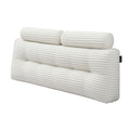 Giselle wedge pillow headboard with non-flattening shredded foam core, perfect for dorm reading or sofa lap desk, 330g corduroy cover, side pockets, Queen