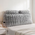 Giselle Wedge Pillow Headboard, Easy Wash Zipper Cover & Anti-Flat Foam, Couch Lumbar Support for Dorm Readers, 340g Faux Rabbit Fur with Dual Pockets, Double
