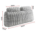 Giselle Wedge Pillow Headboard, Easy Wash Zipper Cover & Anti-Flat Foam, Couch Lumbar Support for Dorm Readers, 340g Faux Rabbit Fur with Dual Pockets, Double