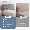 Giselle Wedge Pillow Headboard, Easy Wash Zipper Cover & Anti-Flat Foam, Couch Lumbar Support for Dorm Readers, 340g Faux Rabbit Fur with Dual Pockets, Queen