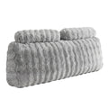 Giselle Wedge Pillow Headboard, Easy Wash Zipper Cover & Anti-Flat Foam, Couch Lumbar Support for Dorm Readers, 340g Faux Rabbit Fur with Dual Pockets, Queen