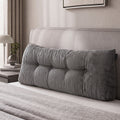 Giselle Headboard Pillow for Sitting in Bed, Upgraded Shredded Foam Reading Wedge Cushion for Lumbar Support, 320g Corduroy Backrest with Side Pockets for Dorm Daybed, Double