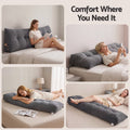 Giselle Headboard Pillow for Sitting in Bed, Upgraded Shredded Foam Reading Wedge Cushion for Lumbar Support, 320g Corduroy Backrest with Side Pockets for Dorm Daybed, King