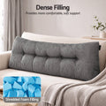 Giselle Headboard Pillow for Sitting in Bed, Upgraded Shredded Foam Reading Wedge Cushion for Lumbar Support, 320g Corduroy Backrest with Side Pockets for Dorm Daybed, Queen