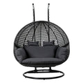 Gardeon Outdoor Swing Chair 2 Seater Rattan Pod Cushion Stand