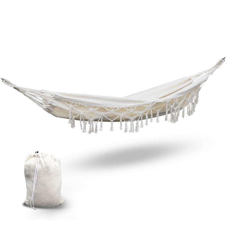 Gardeon Hammock Bed Rope Tassel Outdoor Camping Chair