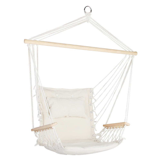 Gardeon Hammock Chair Hanging Armrest Cream Camping Outdoor