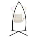 Gardeon Hammock Chair Steel Stand Armrest Outdoor Cream
