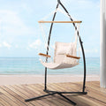 Gardeon Hammock Chair Steel Stand Armrest Outdoor Cream
