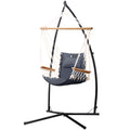 Gardeon Hammock Chair Steel Stand Armrest Grey Outdoor Hanging