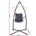 Gardeon Hammock Chair Steel Stand Armrest Grey Outdoor Hanging