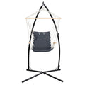 Gardeon Hammock Chair Steel Stand Armrest Grey Outdoor Hanging