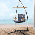 Gardeon Hammock Chair Steel Stand Armrest Grey Outdoor Hanging