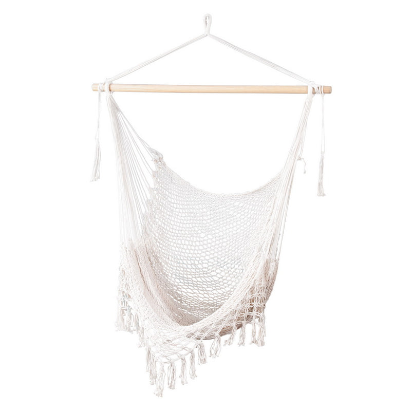 Gardeon Hammock Chair Swing Mesh Cream Camping Portable