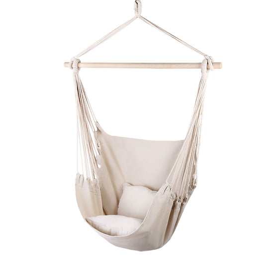 Gardeon Hammock Chair Cream Cushion Pillow Outdoor Camping Hanging
