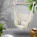 Gardeon Hammock Chair Cream Cushion Pillow Outdoor Camping Hanging