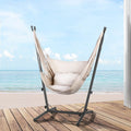 Gardeon Hammock Chair Hanging Stand Outdoor Cream