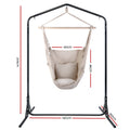 Gardeon Hammock Chair with Stand Pillow Cream Indoor Outdoor