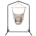 Gardeon Hammock Chair with Stand Pillow Cream Indoor Outdoor